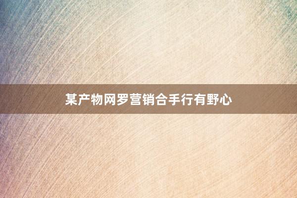 某产物网罗营销合手行有野心